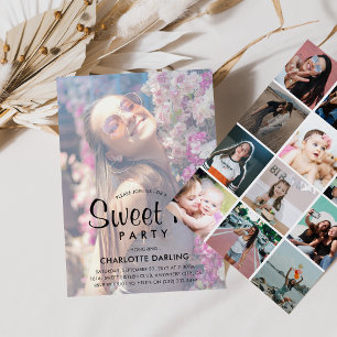 Erstelle Deine eigene Fotocollage Sweet 16 Geburts Einladung