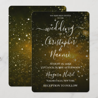 Erstelle deine eigene gelbe kosmische Hochzeit Einladung