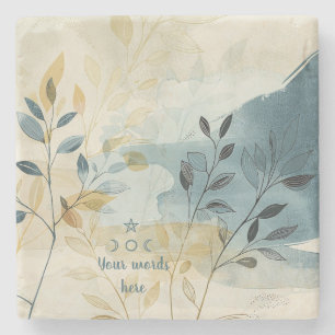Erstelle Deine eigene goldene blaue blättrige Flor Steinuntersetzer