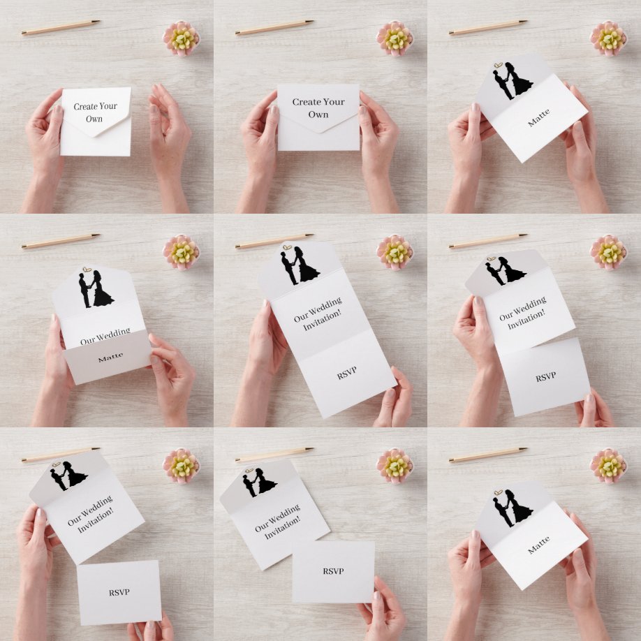 Erstelle Deine eigene Hochzeits-RSVP-Karte Weiß All In One Einladung