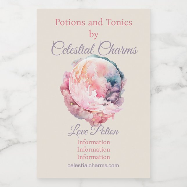 Erstelle deine eigene lunare Liebesmagie Cloudy Pi Weinetikett (Einzelnes Label)