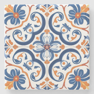 Erstelle deine eigene ornamentale blaue orange rot steinuntersetzer
