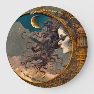 Erstelle deine eigene steampunk Lady des Mondes Große Wanduhr