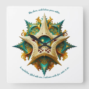 Erstelle deine eigene Steampunk-Schloss-Schneefloc Quadratische Wanduhr