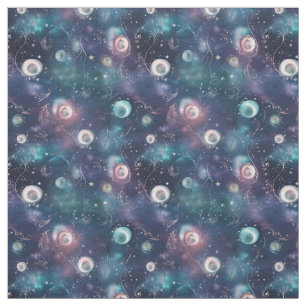 Erstelle deine eigene Türkis Rosa Florale Galaxie  Stoff