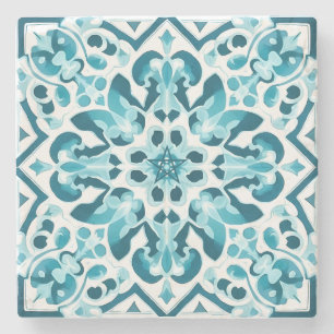 Erstelle deine eigene Türkisblaue Faux-Talavera Steinuntersetzer