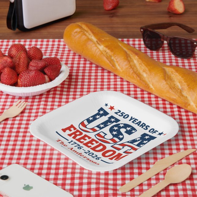 Erstelle deine eigenen 250 Jahre USA-Freiheit  Pappteller (Picknick)
