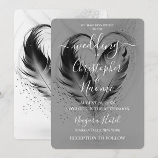 Erstelle Deine eigenen B&W Herzfedern Hochzeit Einladung