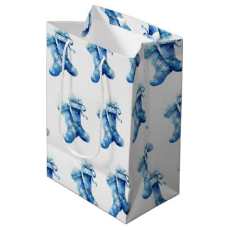 Erstelle deine eigenen blauen Wasserfarbe-Weihnach Mittlere Geschenktüte