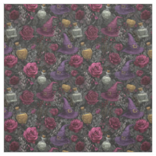 Erstelle deine eigenen Hexen-Burgunder-Rosen Grau Stoff
