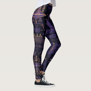 Erstelle deine eigenen lila und goldenen Hexensymb Leggings