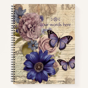 Erstelle deine eigenen rosa violette Blumen Schmet Notizbuch