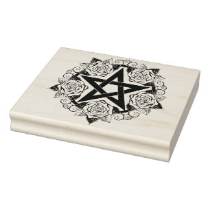 Erstelle deine eigenen Rosenblumen Pentagramm Flor Gummistempel