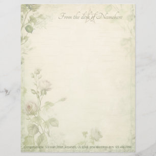 Erstelle deine eigenen shabby chic rosa Rosenknosp Briefbogen