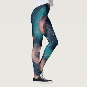 Erstelle deine eigenen Türkis Korallen Spiralen Bl Leggings