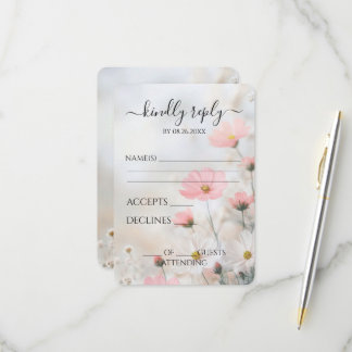 Erstelle deine eigenen zarten roten Blumen Hochzei RSVP Karte