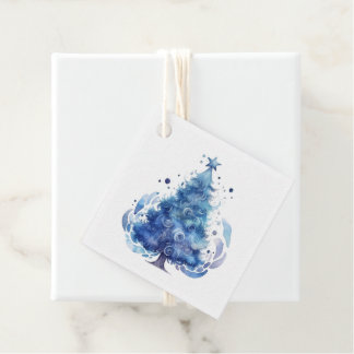 Erstelle Deinen eigenen blauen Wasserfarben-Weihna Geschenkanhänger