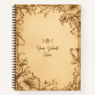Erstelle deinen eigenen braunen Gold Hibiskus Perg Notizbuch