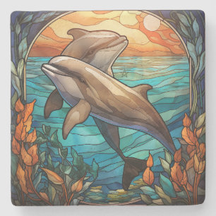 Erstelle Deinen Eigenen Buntglas-Look Delfin Liebe Steinuntersetzer