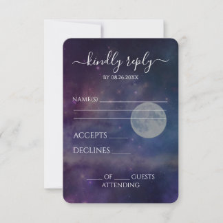 Erstelle Deinen Eigenen Lila Nachthimmel-Hochzeit RSVP Karte