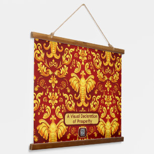 Erstelle deinen eigenen Premium Gilded Glow Elepha Wandteppich Mit Holzrahmen