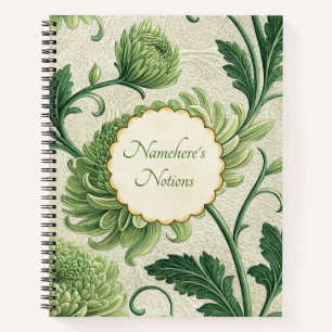 Erstelle Deinen eigenen salbeigrünen Vintage-Blume Notizbuch