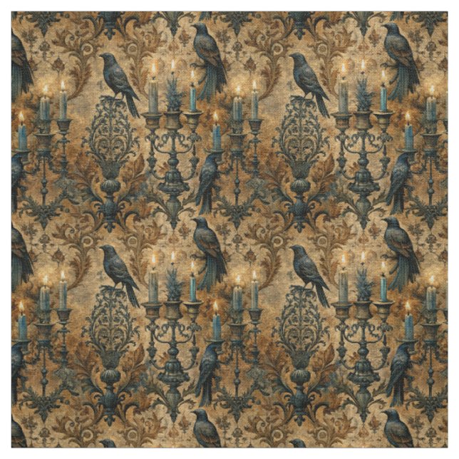 Erstelle deinen eigenen Vintage-Gold-Gothic-Raben- Stoff (Muster)