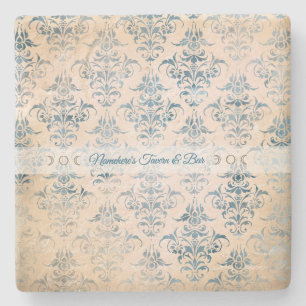 Erstelle deinen eigenen vintage Teal Damast Steinuntersetzer