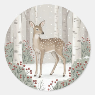 Erstelle Deinen Eigenen Winterhirsch-Rundsticker Runder Aufkleber