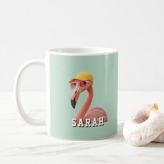 Erstelle Deinen Eigenen Zitat Custom Flamingo Kaffeetasse (Mit Donut)