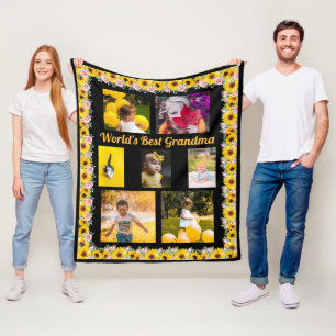 Erstelle eigene 7-Foto-Weltbeste-Oma-Blumen Fleecedecke
