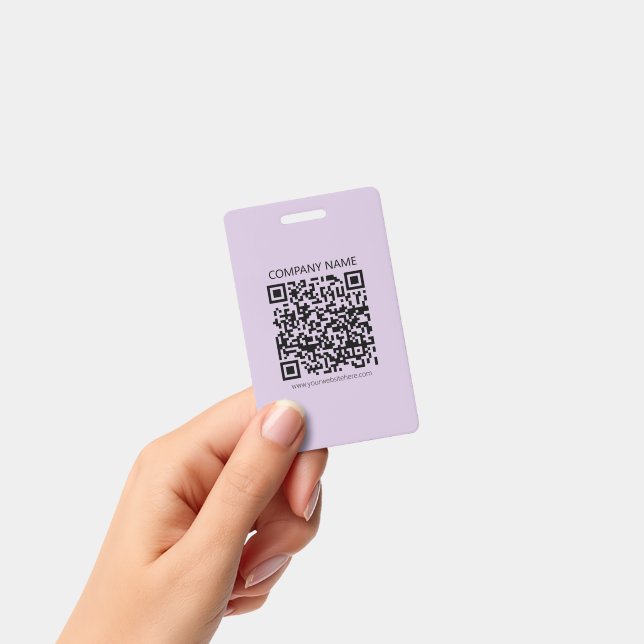 Erstelle einen QR-Code | Blasslila Violett Ausweis (Handheld)
