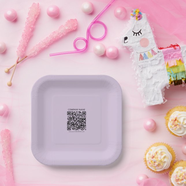 Erstelle einen QR-Code | Blasslila Violett Pappteller (Party)