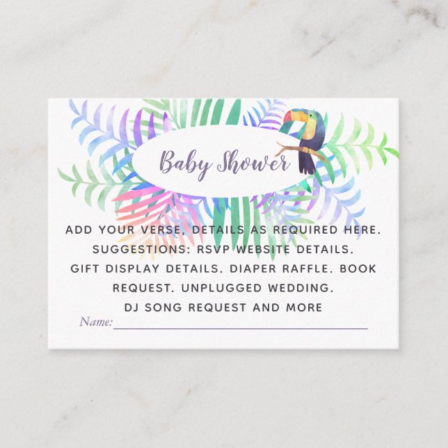 Erstellen eigener Event-Beilagen - Tropical Baby S Begleitkarte (Vorderseite)