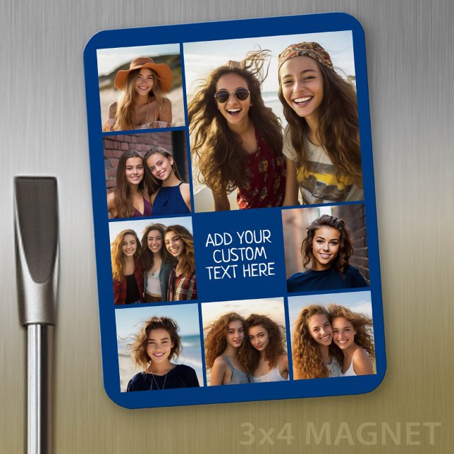 Erstellen einer benutzerdefinierten FotoCollage mi Magnet (Personalized refrigerator magnet with photo collage and custom text - add 8 photos to this design)