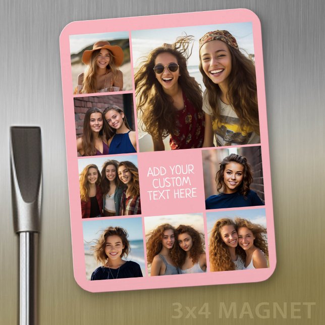 Erstellen einer benutzerdefinierten FotoCollage mi Magnet (Personalized refrigerator magnet with photo collage and custom text - add 8 photos to this design)