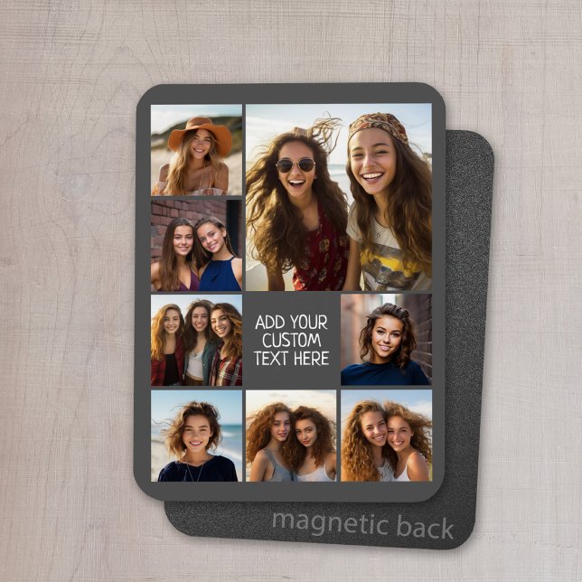 Erstellen einer benutzerdefinierten FotoCollage mi Magnet (Personalized refrigerator magnet with photo collage and custom text - add 8 photos to this design)