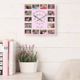 Erstellen einer benutzerdefinierten rosa Familie, Quadratische Wanduhr