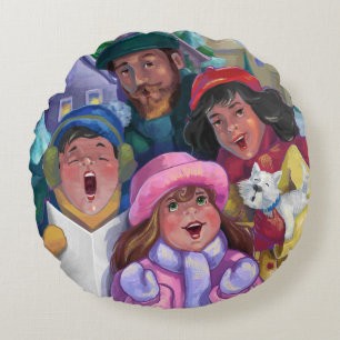 Erstellen einer Caroling-Illustration Rundes Kissen