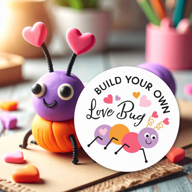Erstellen einer Liebe Bug Playdough Valentine Labe Runder Aufkleber (Von Creator hochgeladen)