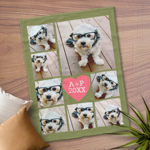 Erstellen eines 8-Foto Collage Heart - grün rosa Fleecedecke