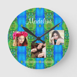 Erstellen eines benutzerdefinierten Pfauendesigns Runde Wanduhr