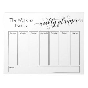 Erstellen eines einfachen, weißen Wochenplaners Notizblock