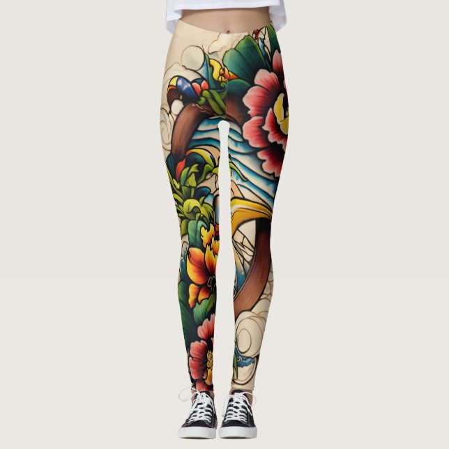 Erstellen eines faszinierenden Tätowierungsdesigns Leggings (Vorderseite)