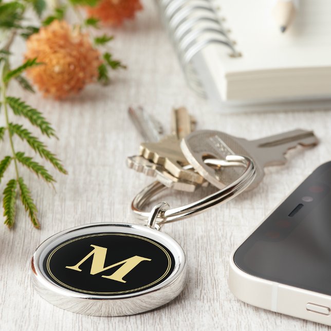 Erstellen eines Personalisierten Schwarzen-Gold-Mo Schlüsselanhänger (Create Personalized Black Gold Monogram Keychain)