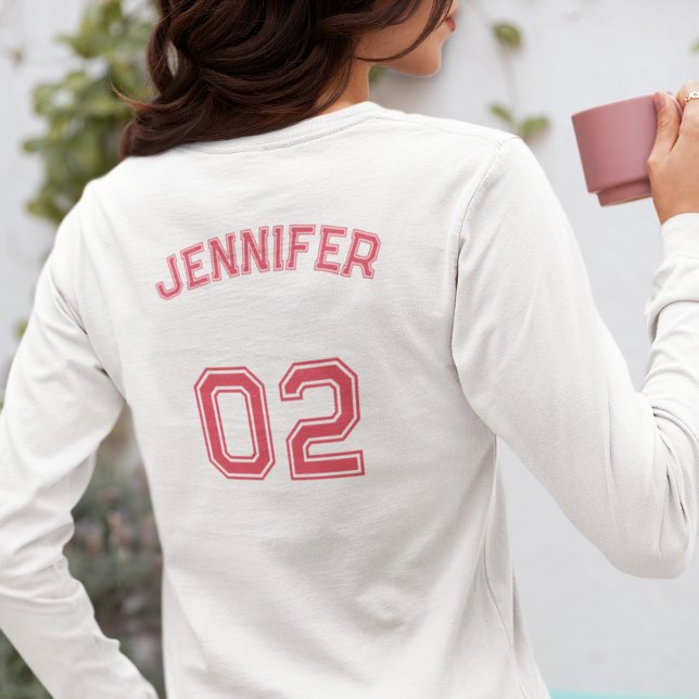 Erstellen eines rosa Spielernamen Jersey Nummer Lo T-Shirt (Create Pink Player Name Jersey Number Long Sleeve T-Shirt)