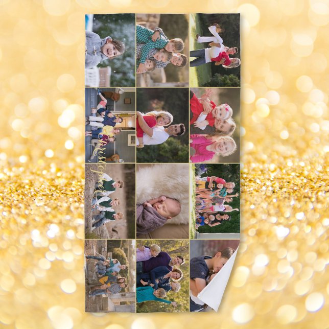 Erstellen Sie 12 Foto Collage Family Kids Mit Mono Strandtuch (Create 12 Photo Collage Family Kids Monogrammed Beach Towel)