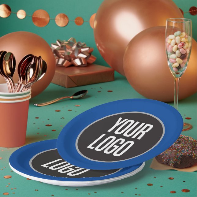 Erstellen Sie das Logo Papier Cocktail Blue Pappteller (Multi)