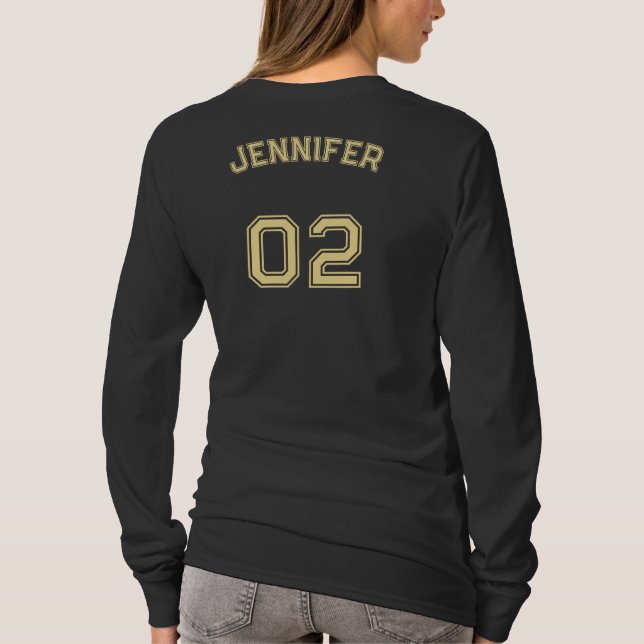 Erstellen Sie den Namen Jersey Nummer Long Sleeve  T-Shirt (Rückseite)