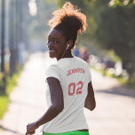 Erstellen Sie den Spielernamen Jersey Nummer V-Nec T-Shirt<br><div class="desc">Erstellen Sie Ihre eigenen, personalisierten, coolen rosa Typografie / Schriftart / Drehbuch, mit Monogramm Spielernamen Jersey Nummer weiß, modisch, schlank passen, 100% gekämmte ringspun jersey Baumwolle, Frauen v-neck T - Shirt T-Shirt. Geben Sie einfach Ihren Namen / Spielernamen und die Player Jersey Nummer ein, um Ihre Wünsche zu erfüllen. Macht...</div>